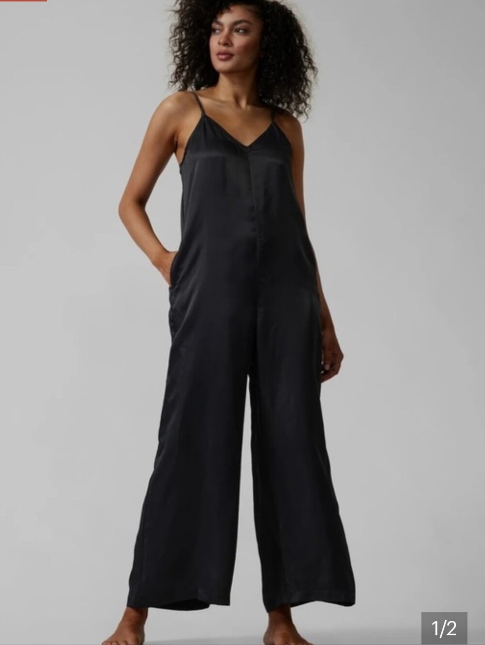 Athleta Calm Cool Sleep Romper Medium Lounge Pajama Black
